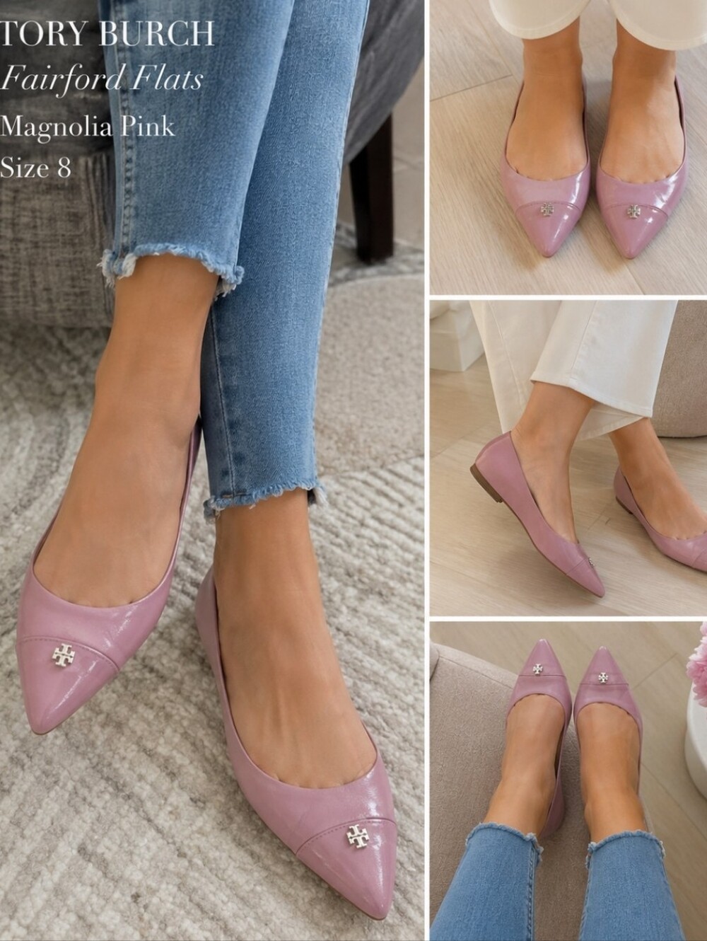 Tory Burch Fairford Flats Magnolia Pink Size 8